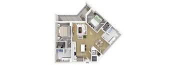 Two bedroom floor plan at Treo Apartments in Fort Lauderdale FL