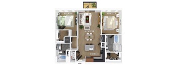 Two bedroom floor plan at 333 Ellington in Gaithersburg MD