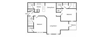 Two bedroom floor plan image at Chroma Park Apartments in Austell GA