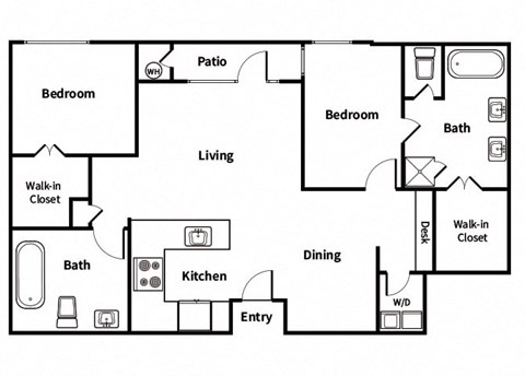 B4 Floorplan Image at Town Center Apartments in Santa Clarita CA