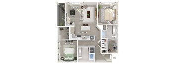 Two bedroom floor plan at Station 316 in Woburn MA