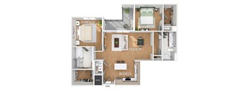 Two bedroom floor plan image at The Waylon in McKinney TX