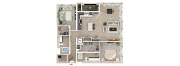 Two bedroom floor plan at Olivean Apartments in Broomfield CO