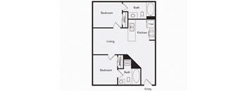 B4 Two bedroom floor plan image at iL Palazzo Apartments in San Diego CA