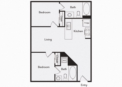 B4 Two bedroom floor plan image at iL Palazzo Apartments in San Diego CA