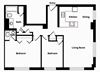 Two bedroom one and a half bathroom floor plan image at 735 St. Clair