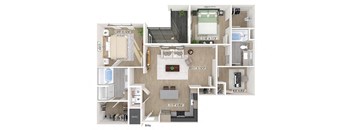 Two bedroom floor plan at Station 316 in Woburn MA