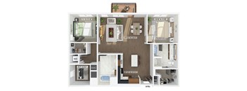Two bedroom with den floor plan at Jayden Apartments in Peabody MA