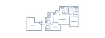 Two bedroom floor plan at Caprielle Apartments in San Diego CA