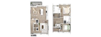 Two bedroom townhome floor plan image at Wayfern Apartments in Sandy Springs GA