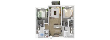 Two bedroom floor plan at The Brynn in Kirkland WA
