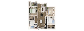 Two bedroom floor plan image at West Village Poway Apartments in Poway CA