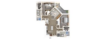 two bedroom two bathroom floor plan at coasterra apartments