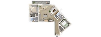 Two bedroom floor plan at Treo Apartments in Fort Lauderdale FL
