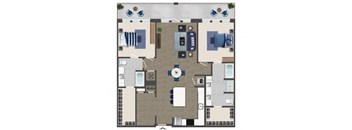 Two bedroom Floorplan Image at Caroline Apartments in Charleston SC