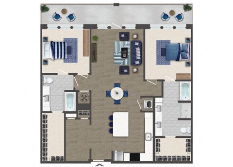 Two bedroom Floorplan Image at Caroline Apartments in Charleston SC