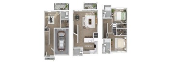 Two bedroom floor plan at The Penstone Apartments and Townhomes in South Walpole MA