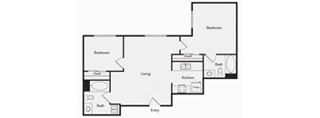 B5 Two bedroom floor plan image at iL Palazzo Apartments in San Diego CA