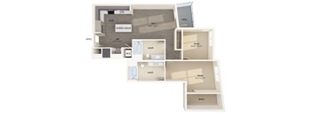 Two bedroom floor plan at Altitude Apartments