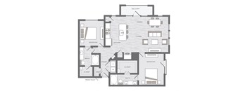 two bedroom floor plan at the Huntington Apartments in Plano TX