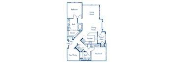 Two bedroom floor plan at Campana Crown Valley Apartments in Mission Viejo CA