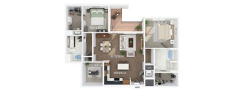 Two bedroom with den floor plan at Jayden Apartments in Peabody MA