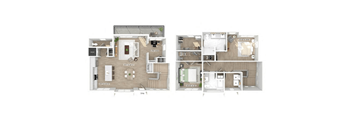 Two bedroom townhome floor plan at Wayfern Apartments in Sandy Springs GA