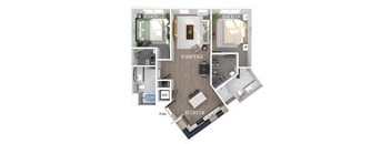 Two bedroom floor plan at The Brynn in Kirkland WA
