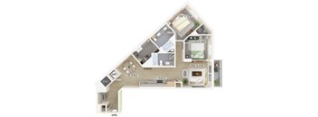 Two bedroom floor plan at Treo Apartments in Fort Lauderdale FL