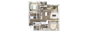 Two bedroom floor plan at The Edley in Atlanta GA