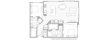 Two bedroom floor plan image at Cirro King of Prussia Apartments in King of Prussia PA