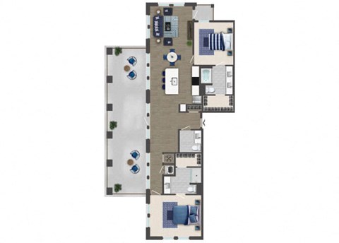 Two bedroom Floorplan Image at Caroline Apartments in Charleston SC
