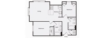 B6 Two bedroom floor plan image at iL Palazzo Apartments in San Diego CA