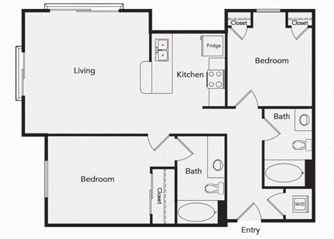 B6 Two bedroom floor plan image at iL Palazzo Apartments in San Diego CA