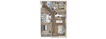 Two bedroom floor plan image at 1810 Main in Houston TX