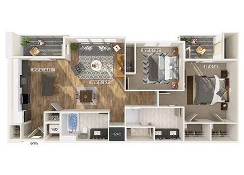 a floor plan of a 1 bedroom apartment