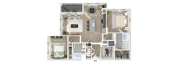 Two bedroom floor plan at Station 316 in Woburn MA
