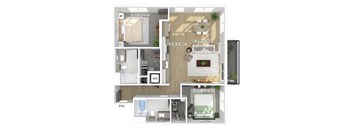 Two bedroom floor plan at The Brynn in Kirkland WA