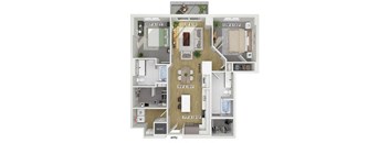 Two bedroom floor plan at Treo Apartments in Fort Lauderdale FL