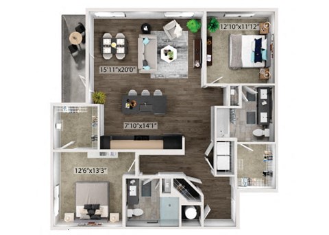 B7 Floorplan Image at Fifteeen15 South Lamar Apartments in Austin TX