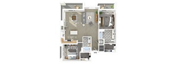 two bedroom two bathroom floor plan at coasterra apartments