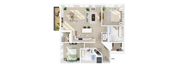 Two bedroom floor plan at 333 Ellington in Gaithersburg MD