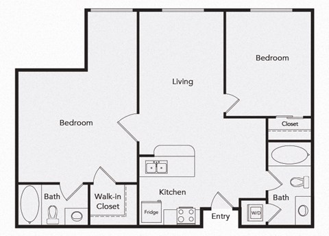 B7 Two bedroom floor plan image at iL Palazzo Apartments in San Diego CA