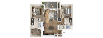 Two bedroom floor plan at The Braydon Apartments in Napa CA