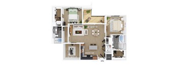 Two bedroom with den floor plan at 333 Ellington in Gaithersburg MD