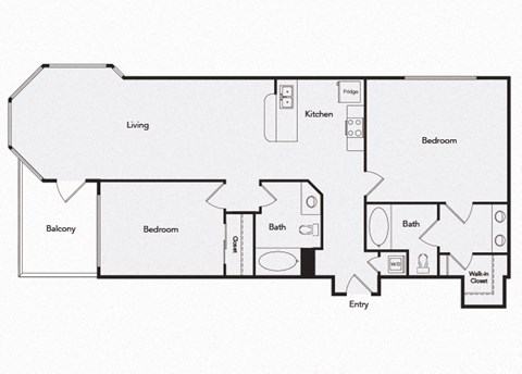 B8 Two bedroom floor plan image at iL Palazzo Apartments in San Diego CA
