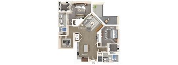 two bedroom two bathroom floor plan at coasterra apartments
