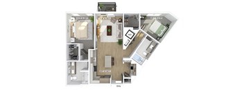 Two bedroom floor plan at The Brynn in Kirkland WA