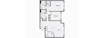Two bedroom floor plan image at iL Palazzo Apartments in San Diego CA