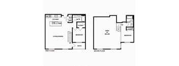 Two bedroom floor plan image at Norte Town Lake Apartments in Tempe Arizona